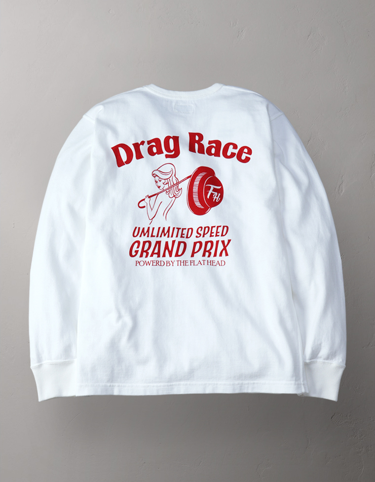 吊り生地 ロングスリーブTシャツ - DRAG RACE -
