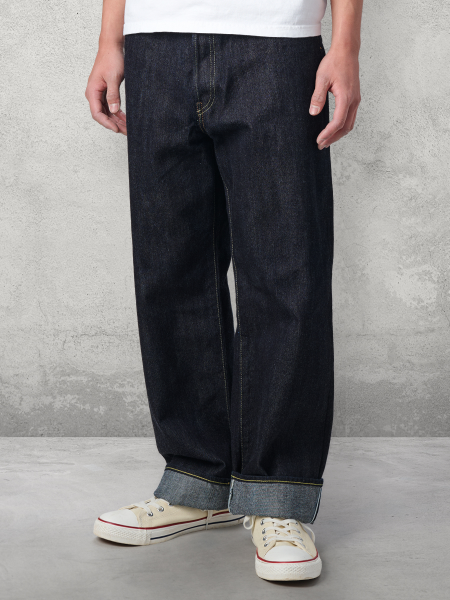 14.5oz 左綾ジンバブエコットン ワイドストレート ジーンズ FN-D111