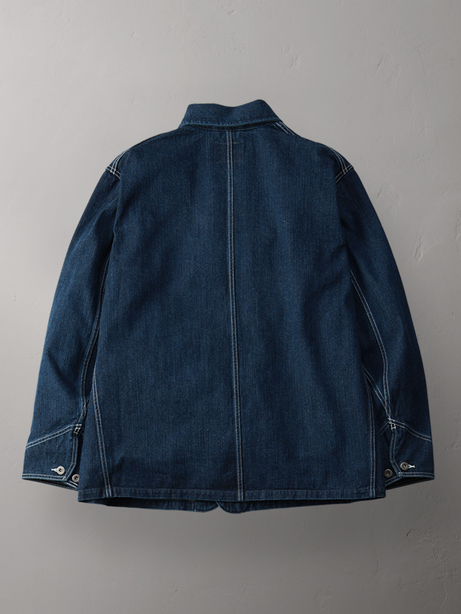 12.5oz 左綾ジンバブエコットン デニムカバーオール – フェード加工 FN-OJ-DC201F