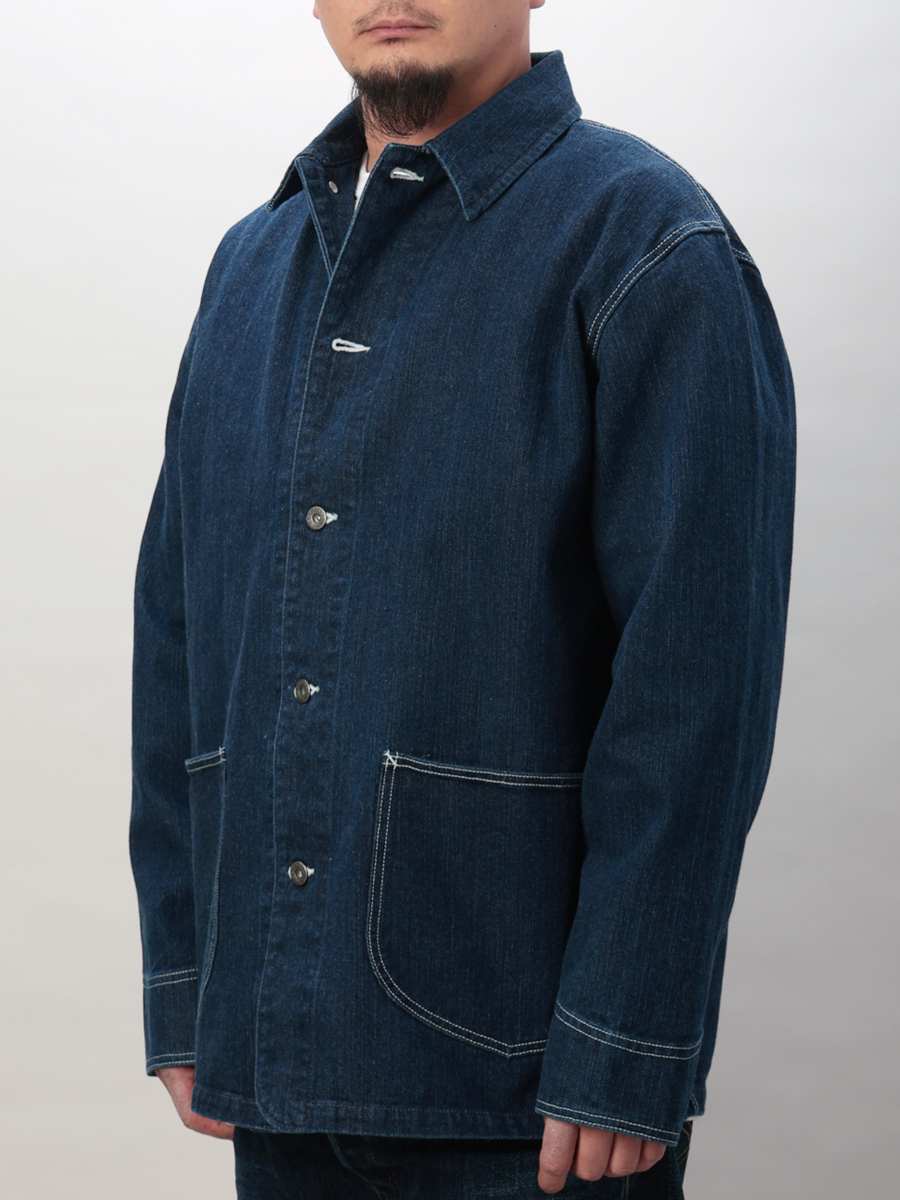 12.5oz 左綾ジンバブエコットン デニムカバーオール – フェード加工 FN-OJ-DC201F
